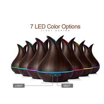 

remote control Wood Grain 7 Color Changing LED Lights Air Humidifier Aroma Essential Oil Aroma Diffuser Mist Maker Air Purifier