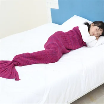 

Knitted Mermaid Tail Portable Sleeping Bag Soft Kids sofa nap Blanket Bedding Best Christmas Gift 140*70cm