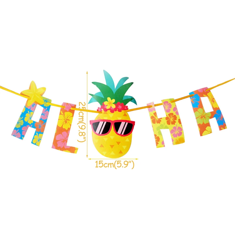 Flamingo Party Tableware Hawaii ALOHA Bunting Banner Balloon Garlands Summer Tropical Hawaiian Party Birthday Wedding Decoration 