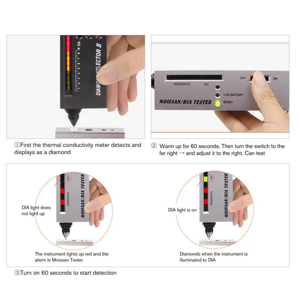 Портативный тестер Moissan инструмент теплопроводности метр Дрель Ручка твердость инструмент идентификации обнаружения аутентичный нефрит