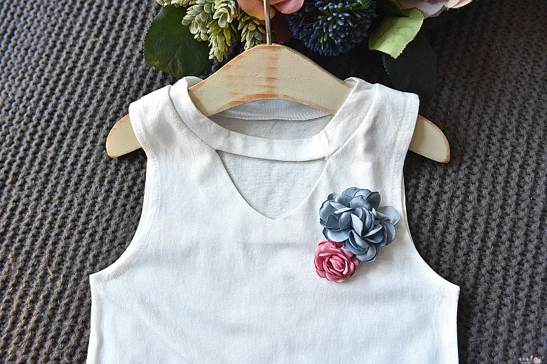 

Girls Sleeveless Set Summer 2019 New Style Korean-style Fashion Children Solid Color Tops Cotton Linen Short Skirt Baby Two-Piec