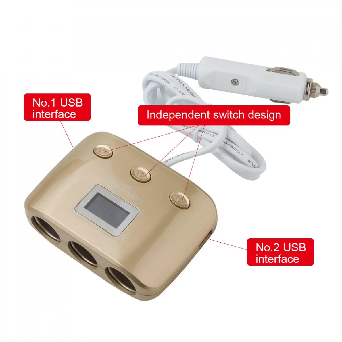 3 Way 2 USB DC 12 V-24 V преобразователь питания автомобильный адаптер прикуриватель разветвитель