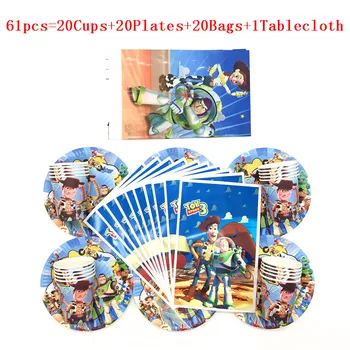 

Disney Toy Story Party Decorations for Kids Disposable Tableware Set Paper Plates Cups bags Tablecloth Toy Story Party Supplies