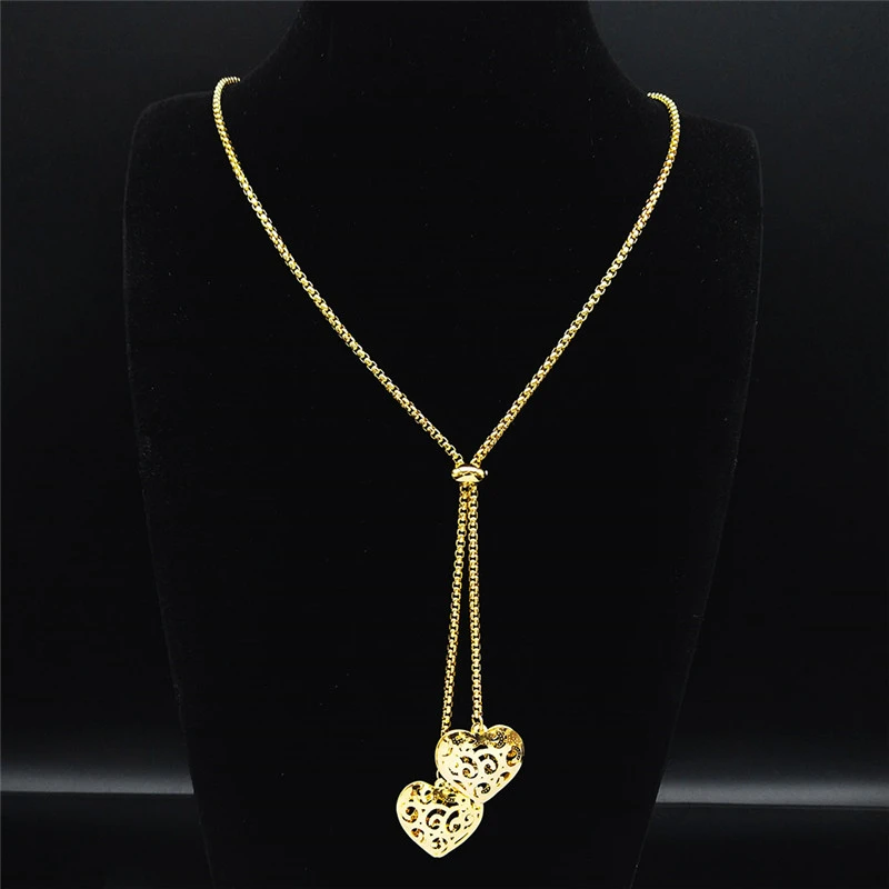Collar de corazón de acero inoxidable para mujer, joyería de acero inoxidable, Collar largo Color joyería N1397S03|Collares colgantes| AliExpress