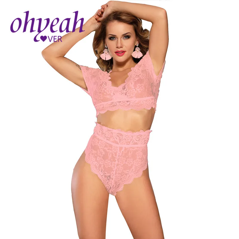 Ohyeahlover сексуальный комплект с бюстгальтером и кружевом для девочек, 5XL, 4 цвета, женское белье с высокой талией, прозрачный комплект нижнего белья с цветочным узором, RM80760