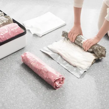 

2pcs/lot Hand Roll Compression Vacuum Bags Portable Travel Clothing Vaccum Compressed Bag Luggage Vacuum Packer For Clothing