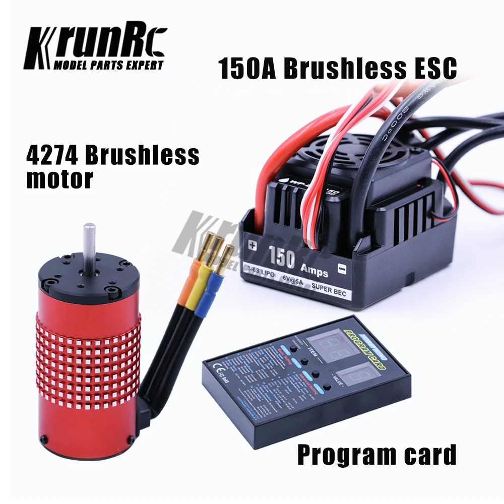 

WP-8BL 150 RTR Waterproof Brushless 150A ESC + 4274 2200KV Motor +LED Programing for 1/8 RC Car Truck