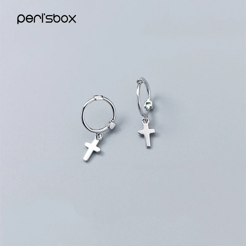 Женские маленькие серьги-кольца Peri'sBox в стиле бохо с крестом и звездой из