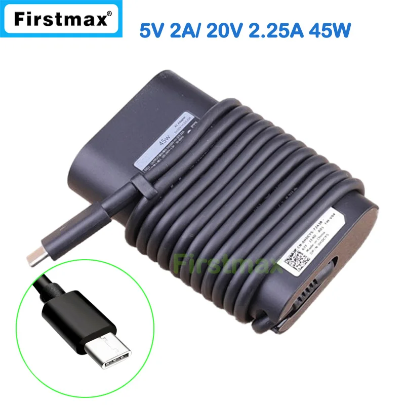 

45W 5V 2A 20V 2.25A USB-C type C laptop AC adapter charger HK45NM150 for Dell Latitude 12 7275 13 7370 XPS 13 9365 9370 P82G