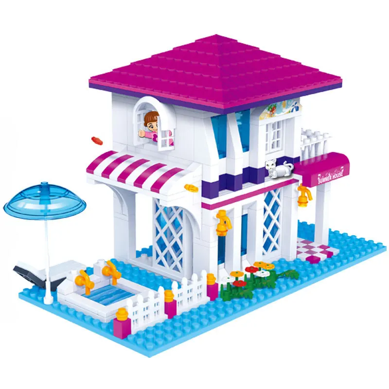 

Educational BanBao Assembled Small Particles Building Blocks Educational CHILDREN'S Toy Holiday Villa 6105