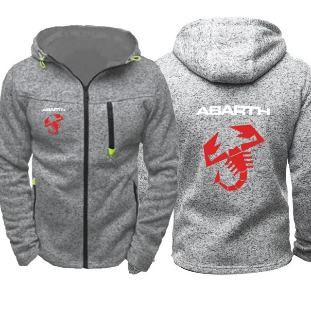 Hoodies Men Abarth Car Logo Print Casual Hip Hop Harajuku Long Sleeve Hooded Sweatshirts Mens zipper Jacket Man Hoody Clothing E