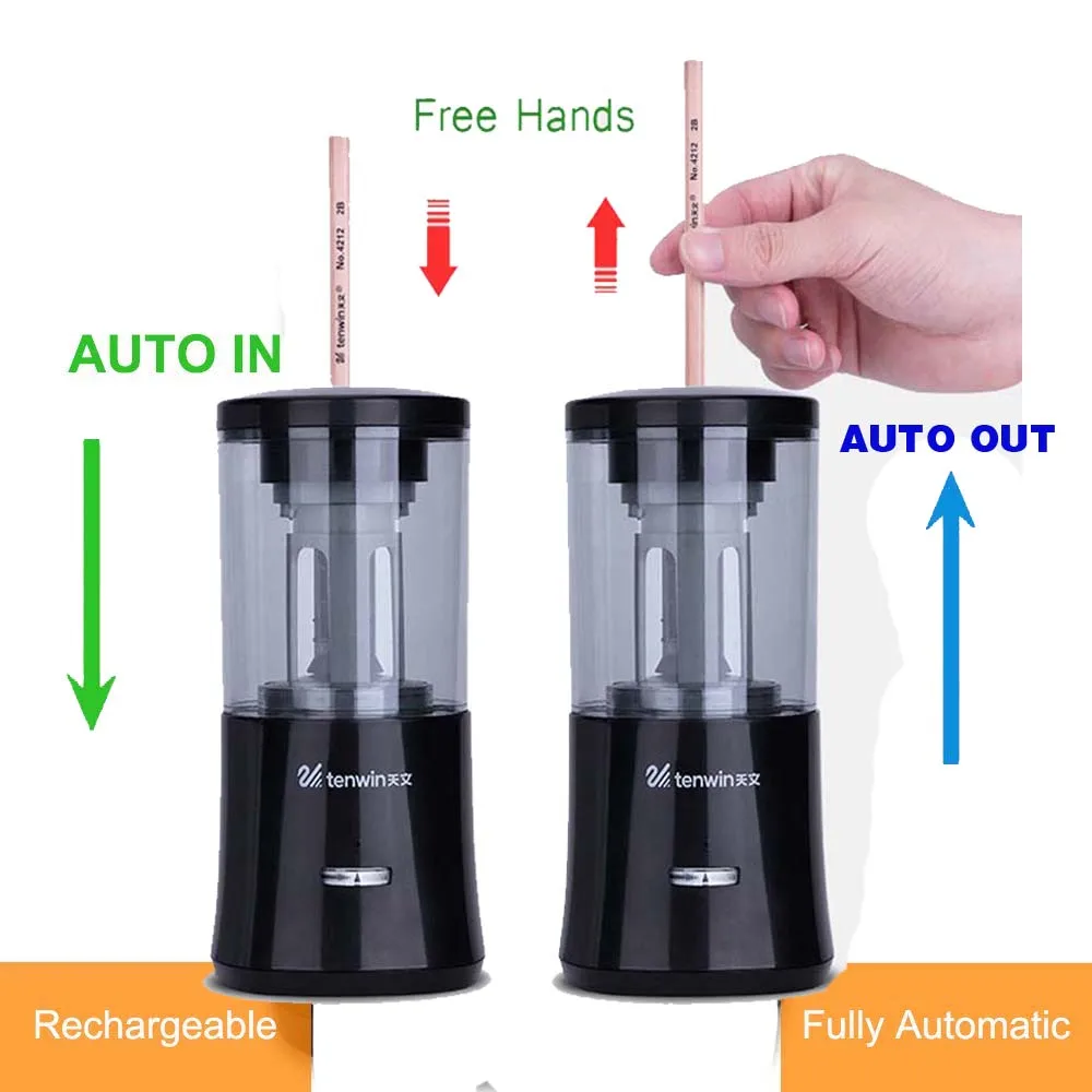 Online Sacapuntas eléctrico automático de alta resistencia recargable para el salón de clases parada automática afilar rápido en 3s papelería de oficina escolar