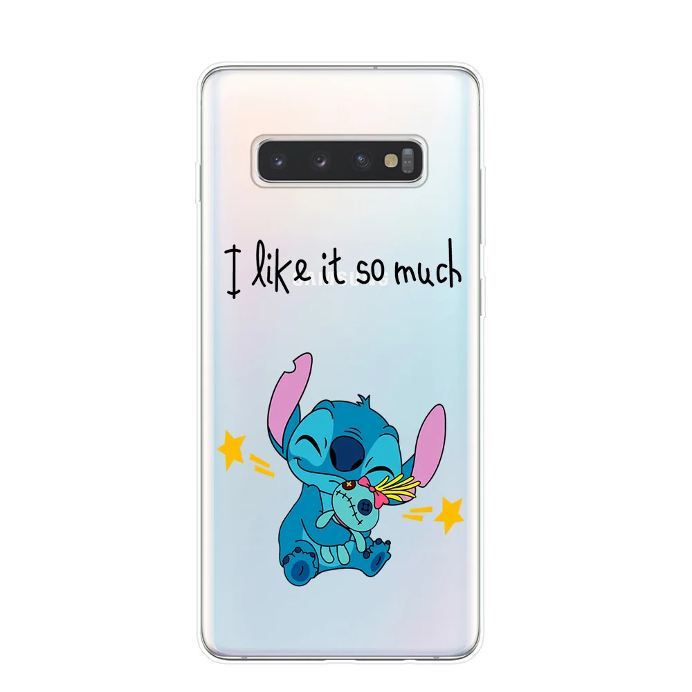 Милые чехлы для телефонов Disneys Stitch для samsung S10 S9 S8 Plus S10e 5G S6 S7 Edge S10Lite, Прозрачная силиконовая Мягкая задняя крышка