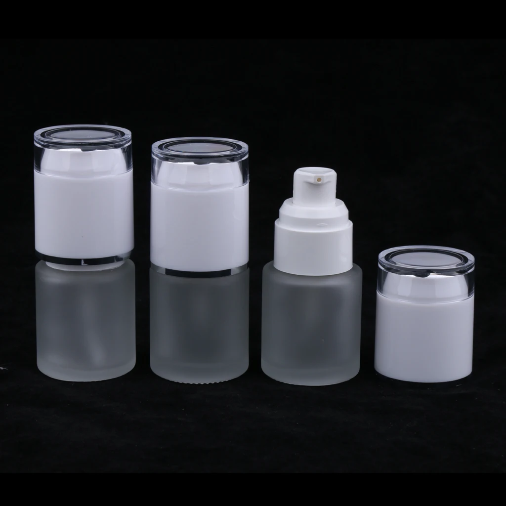 3 Pcs 20ml Empty Airless Lotion Cream Pump Glass Container,  Cosmetic Bottle Dispenser, Travel Containers