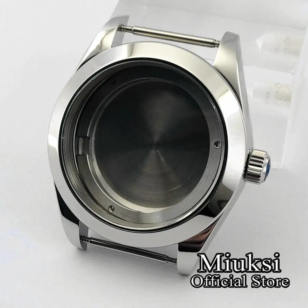 Miuksi 40 мм сапфировое стекло Серебро Сталь stainlessl чехол для часов fit ETA 2836, DG2813/3804, механизм Miyota 8215
