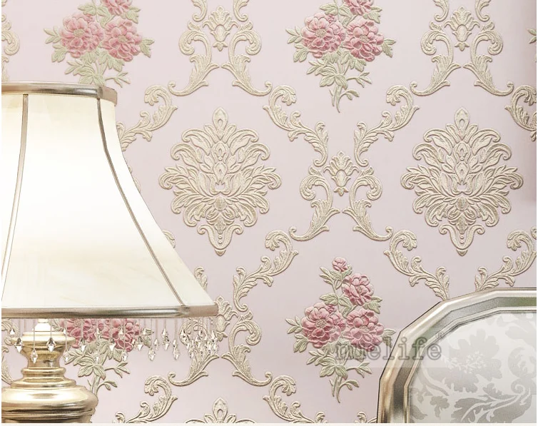 Blue pattern pattern non-woven wallpaper simple modern pastoral European bedroom living room wedding room background wallpaper