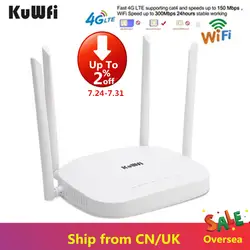 KuWfi 4 г CPE маршрутизатор 3g/4 г LTE Wi-Fi маршрутизатор 300 Мбит/с беспроводной роутер CPE с 4 шт. внешние антенны Поддержка 4 г к устройству LAN