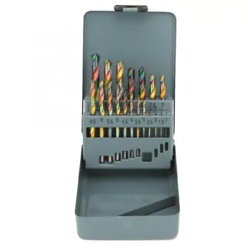 

19Pcs Colorful High Speed Steel Straight Shank Twisted Drill Bit Set 1-10mm with Gray Iron Box Drilling Hole Tool