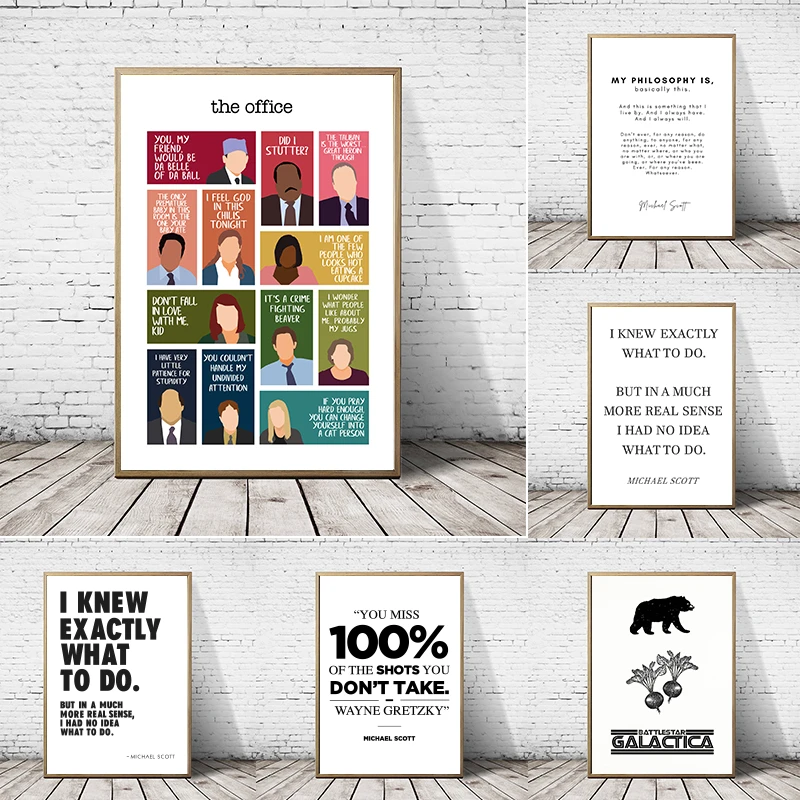 the office tv series print poster room decor michael scott and dwight schrute the office quotes wall art canvas painting painting calligraphy aliexpress