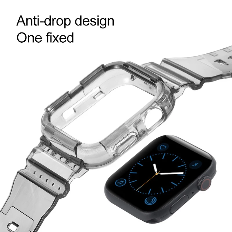 Case+Strap For Apple Watch Band 40mm 44mm 42mm 38mm Accessories Soft Transparent Bracelet iWatch  for iWatch Series 6 5 4 3 2 1