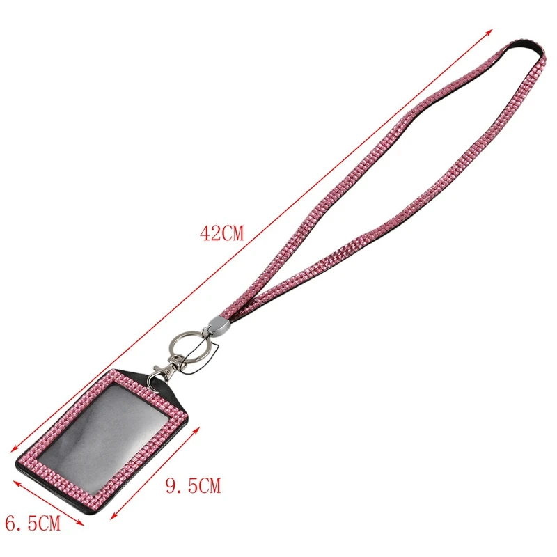 2 шт Стразы Bling Crystal на заказ ремешок вертикальный держатель для ID значка(розовый и темно-зеленый