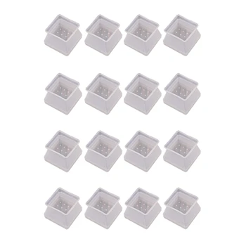 

16Pcs Furniture Silicon Protection Cover Square Silicone Chair Leg Floor Protectors Prevent Scratches and Noise