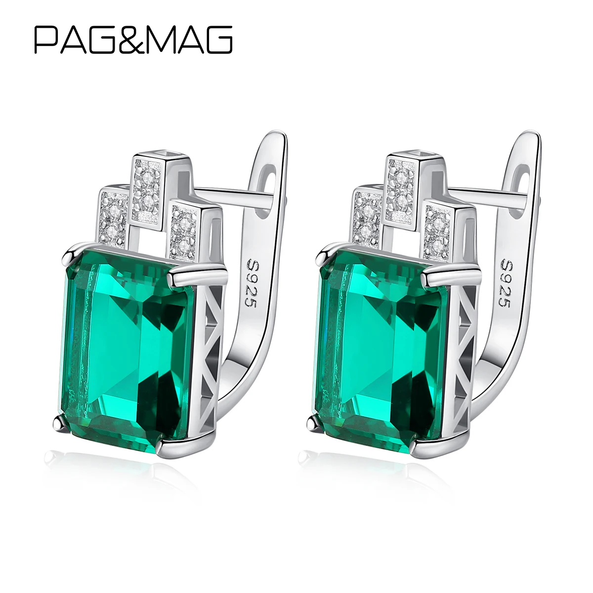 Серьги-клипсы женские из серебра 925 пробы с изумрудом | Украшения и аксессуары