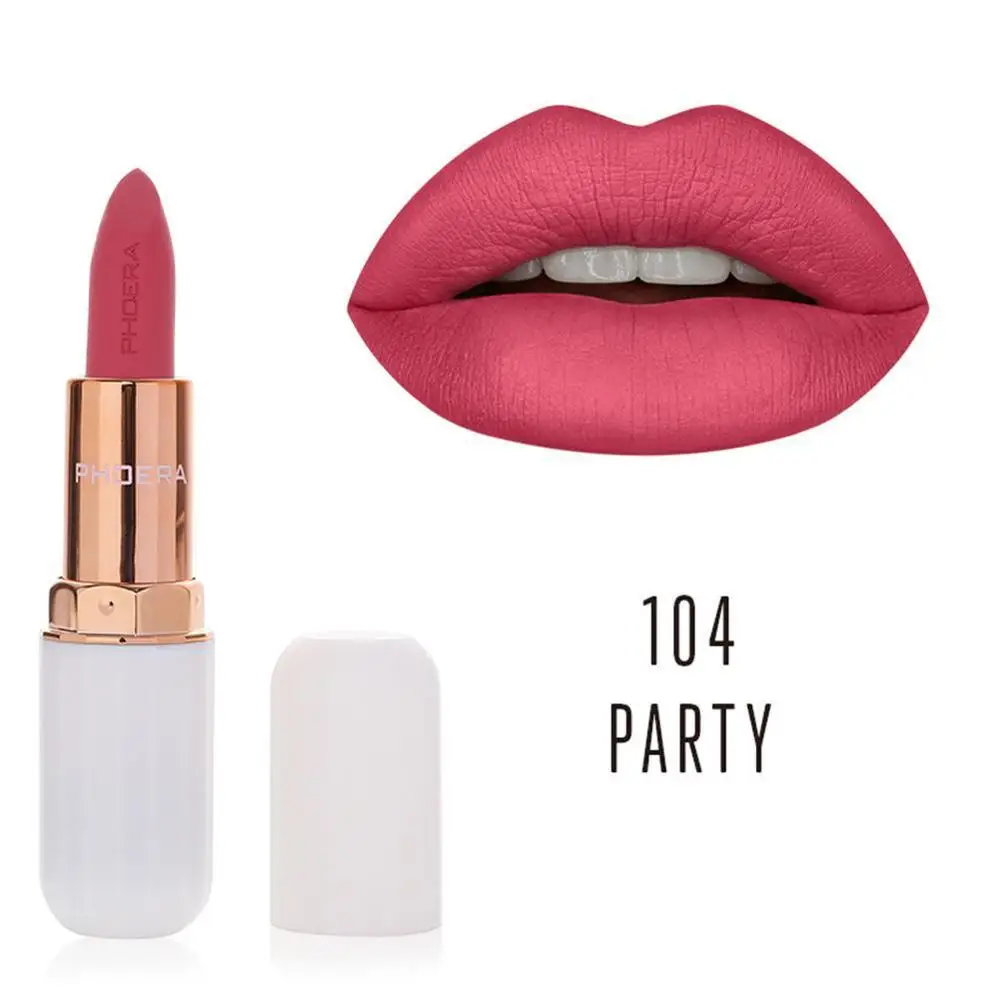 1pc Phoera Absolute Velvet Matte Lipstick Long Lasting Waterproof Pigment Makeup Beauty Lip Gloss - Цвет: 104