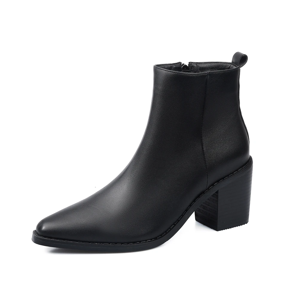 

2020 Pointed Toe Western Cowgirl Boots Chelsea Ankle Boots Shoes Women Cossacks Cowboy Boots Thick heel Femal Shoes Botas Mujer