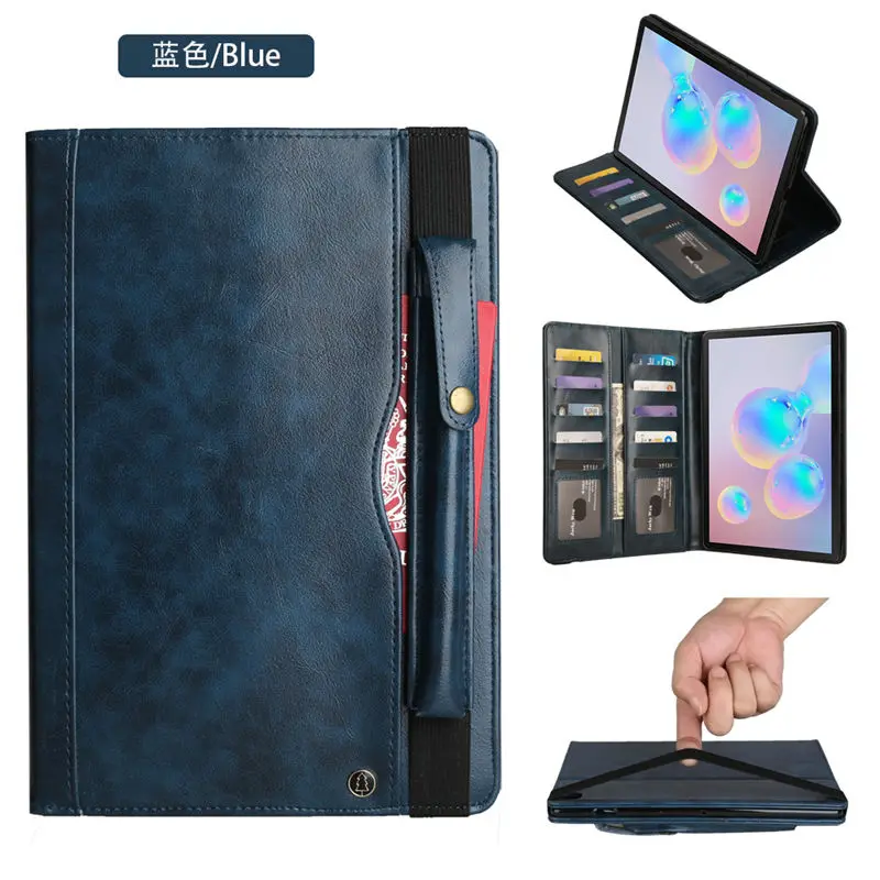 Blue Премиум чехол для Samsung Galaxy Tab S6 10,5 SM-T860 SM-T865 T860 10," чехол Funda с держателем для карандашей+ подарок - Цвет: Blue