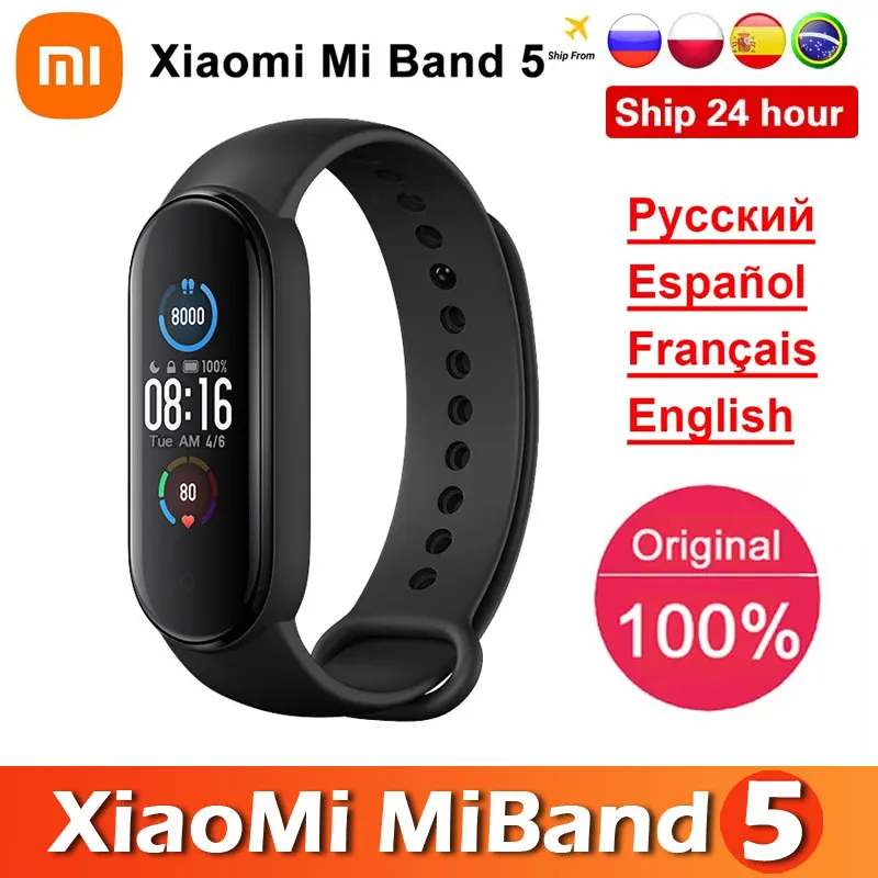Xiaomi Mi Band 5 Smart Bracelet 4 Color AMOLED Screen Miband 5 Smartband Fitness Traker Bluetooth Sport Waterproof Smart Band