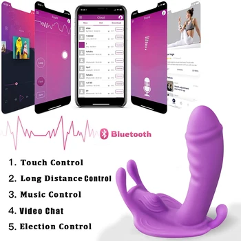 Bluetooth Butterfly Dildo Vibrator for Women Orgasm Masturbator G Spot Clit Stimulate Remote Control Sex Toy For Women Couples 2