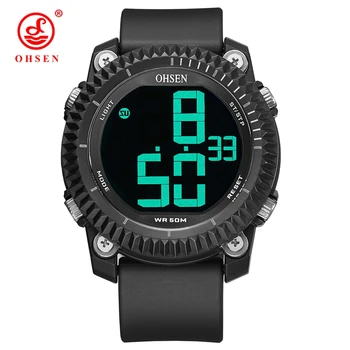 

NEW Arrival OHSEN Fashion Electronic Digital Watch Men Wristwatch Rubber Band 50m Water Resistant Sport Watch LED Light Relogios