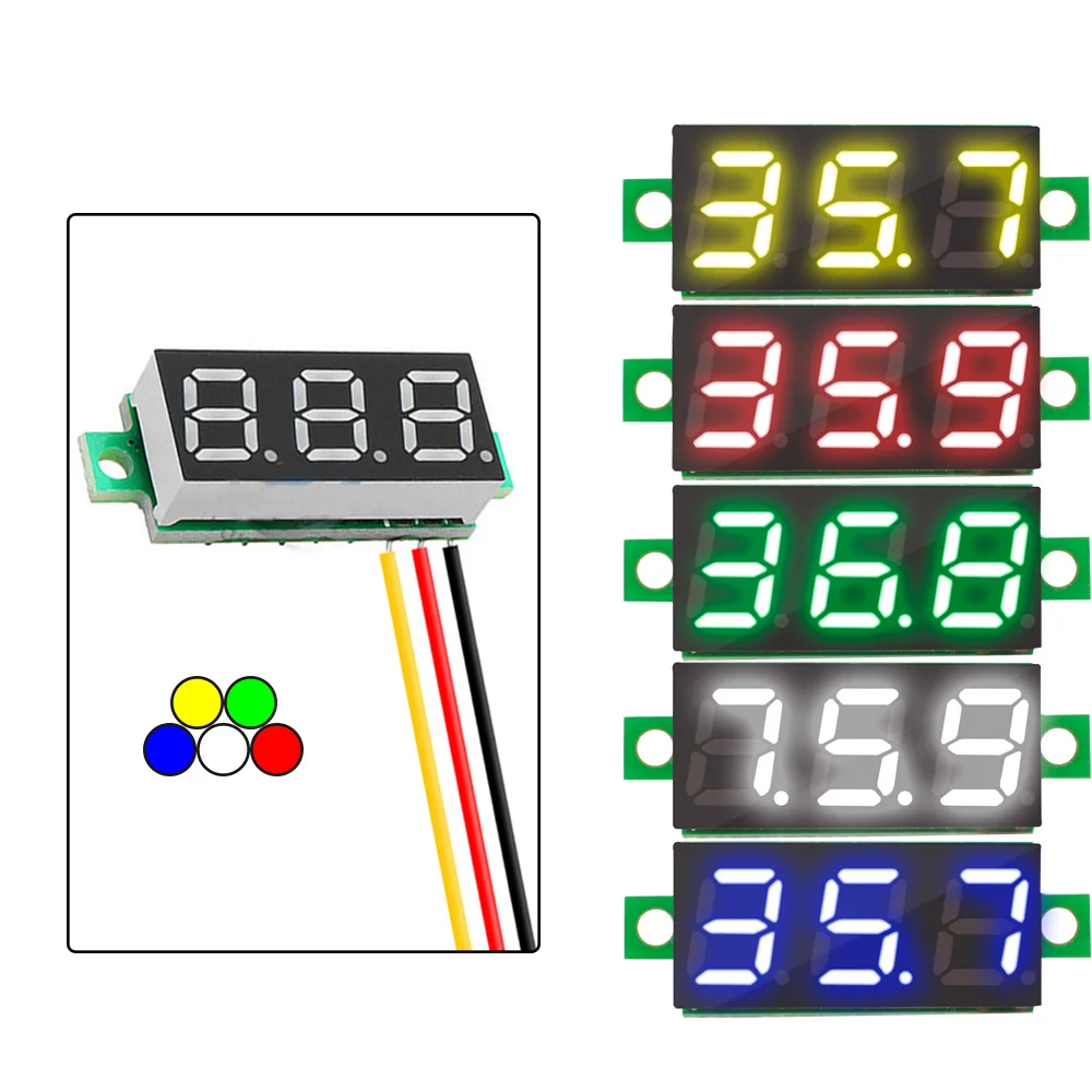 DC 0V-100V 0.28 inch LED Digital Voltmeter Voltage Meter Volt Detector Monitor Tester Panel Car 5V 12V 24V Red Green Blue Yellow