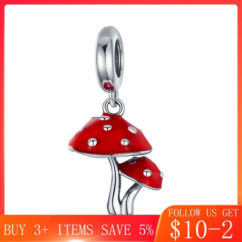 

CodeMonkey New Collection 925 Sterling Silver Mushroom Red Enamel Pendant Charms Fit Bracelets & Necklaces Silver Jewelry C1060
