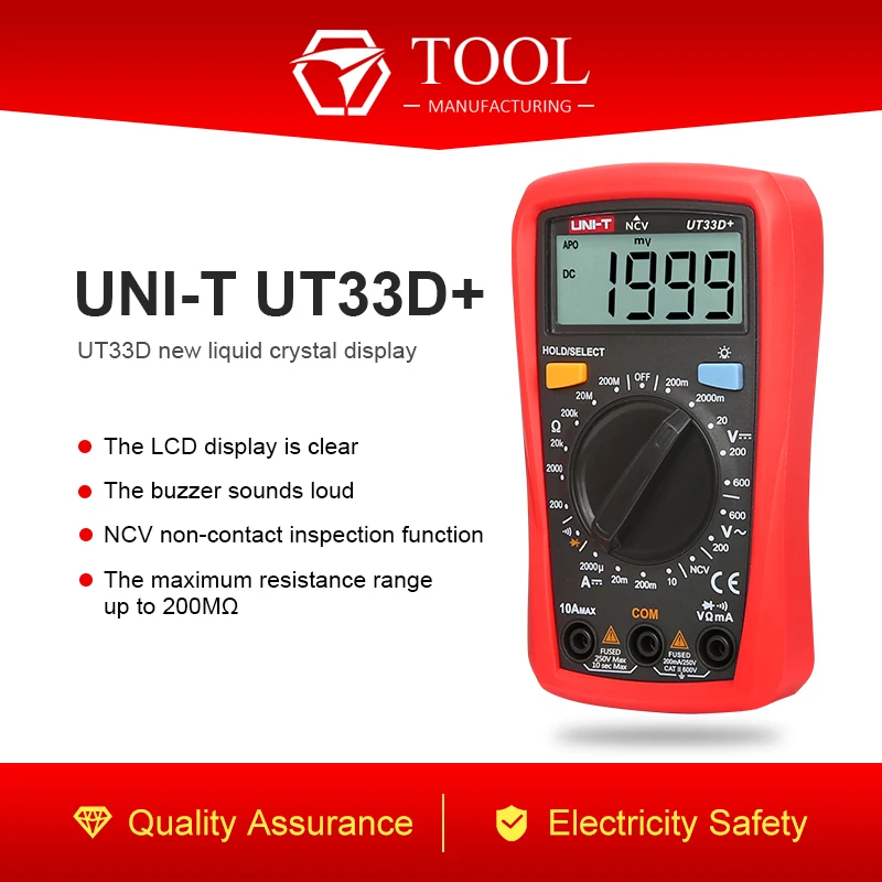 

UNI-T UT33D+ New LCD display Digital Auto Range Palm Size AC DC Voltmeter multimeter Amperemeter Weerstand Capatitance Tester