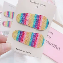 1 пара милые градиентные радужные цветные блестки для волос, заколки для девочек, аксессуары для волос, блестящие заколки для волос