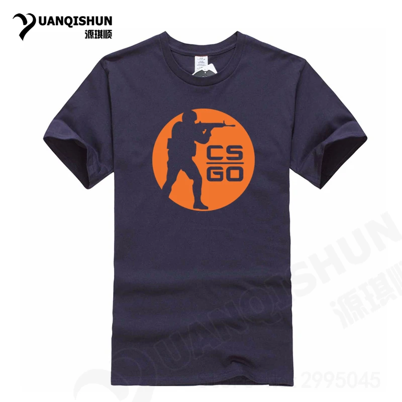 YUANQISHUN Для мужчин игры с коротким рукавом Футболка CS Go Counter Strike футболки с принтом летние Повседневное Футболки модные хлопковые футболки - Цвет: Navy blue  1