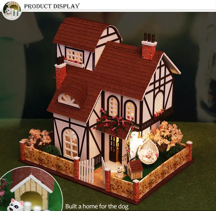 Светодиодный 3D деревянный большой кукольный дом модель миниатюры цветочный город мебель DIY игрушки кукольный домик для детей подарок на день рождения