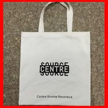 100 шт./лот) размер 37,5x38,5 см белая хлопчатобумажная хозяйственная сумка с принтом логотипа