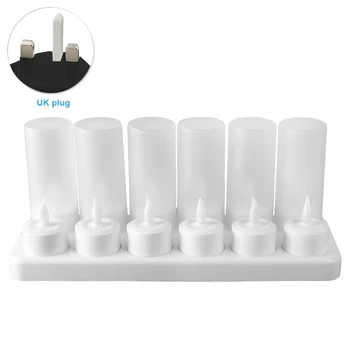 

12pcs Home Rechargeable Base Desktop Birthday Party Decorative Wedding Simulation LED Tea Lights Flameless Candle Flickering Bar