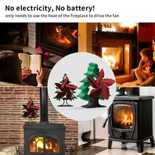 Christmas Tree Shaped Heat Powered Stove Fan Helicopter Shaped Fan for Indoor Stove Quiet Fan Home Efficient Heat Distribution