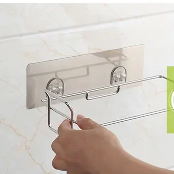 

New 2018 Stainless Steel Kitchen Hanger Storage Rack Trash Organizer Rack Closet Storage Hook Holders Garbage Bag Holder Dropshi