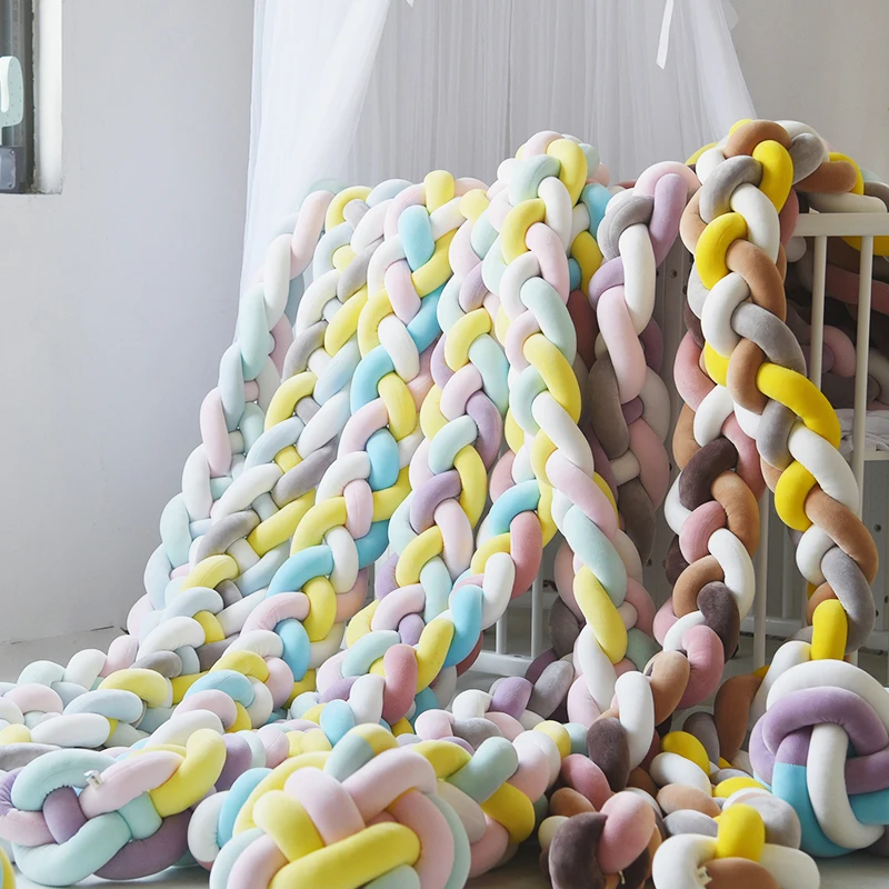 

Baby crib length bed bumper 4 braids bed baby room decor knot crib bumper protector baby plush bumper bedding set cot bumper