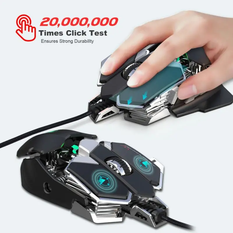 Супер J600 USB игровая мышь 6400 dpi 9 ключ программируемый Макросъемка Красочный светодиодный эргономичный проводной мыши