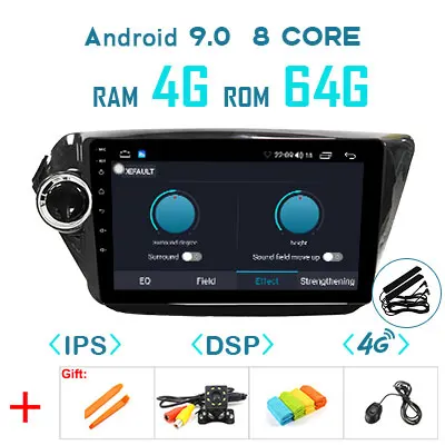 9.0 4G 64G DSP 1280P Android 9,0 4G 64G Carplay Авто gps для KIA K2 RIO 3 4 2011 мультимедиа ips 2.5D экран стерео радио без DVD - Цвет: 9.0 4G 64G DSP