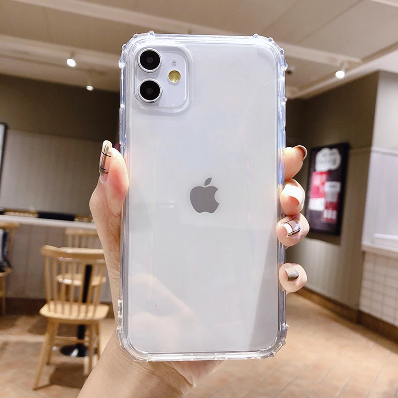 Однотонные высококачественные чехлы для телефонов iPhone 11Pro Max 6 6s 7 8 Plus X Xs Max Xr 11 Pro из мягкого ТПУ, прозрачные противоударные чехлы на заднюю панель