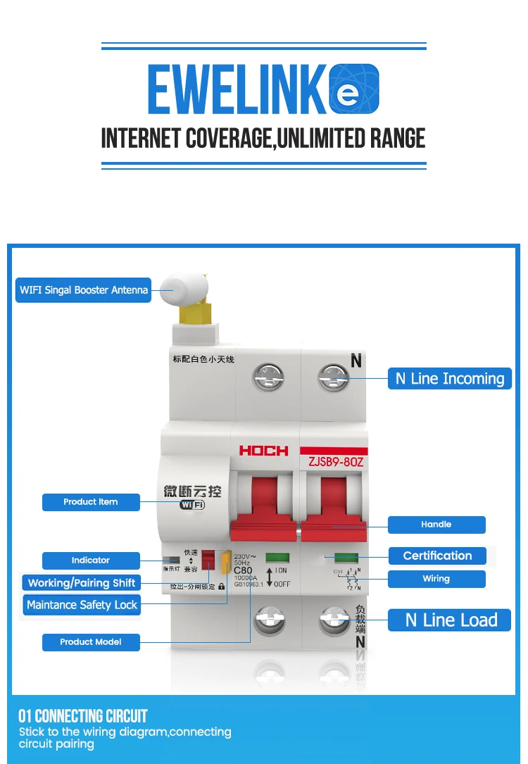 WIFI Circuit Breaker Timer Remote Control 2P eWelink App Smart Automatic Intelligent Switch FACTORY