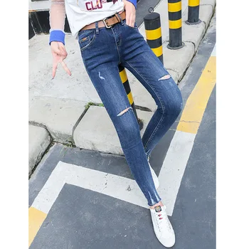 

New Style Jean Pants Slim Women Ankle- Length Stretch High Waisted Jeans Skinny Office Lady Tight Pencil Pants