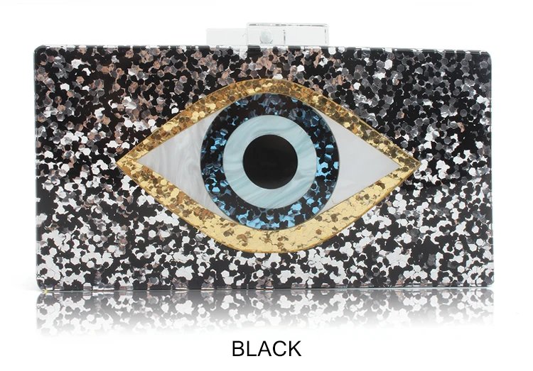 Evil Eye Bag Acrylic Clutch Bag Ethnic Evil Eye Bag Purse Acrylic Box Clutches Black Fabric Wallet Lady Envening Handbags Obag